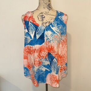 NIC+ZOE Tie-Dye Blue and Orange and white Top